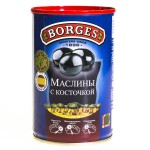 Маслины, Borges (Боржес) 280 г черные с косточкой железная банка