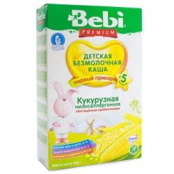 Каша безмолочная, Bebi (Беби) 200 г кукуруза низкоаллергенная с пребиотиками с 5 мес