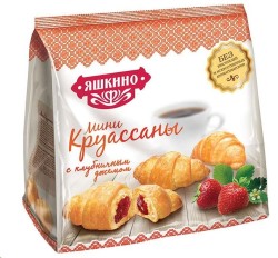 Круассаны, Яшкино 180 г мини с клубничным джемом