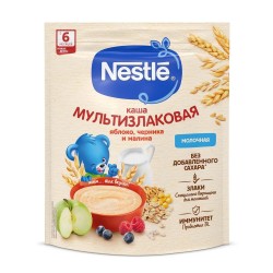 Каша молочная, Nestle (Нестле) 200 г мультизлаковая с яблоком черникой и малиной с 6 мес